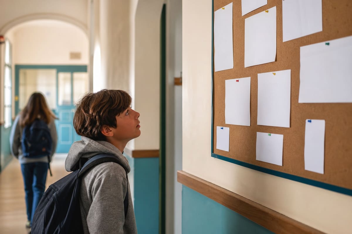 Panneau d'affichage scolaire, support d'information des parents en cas de poux