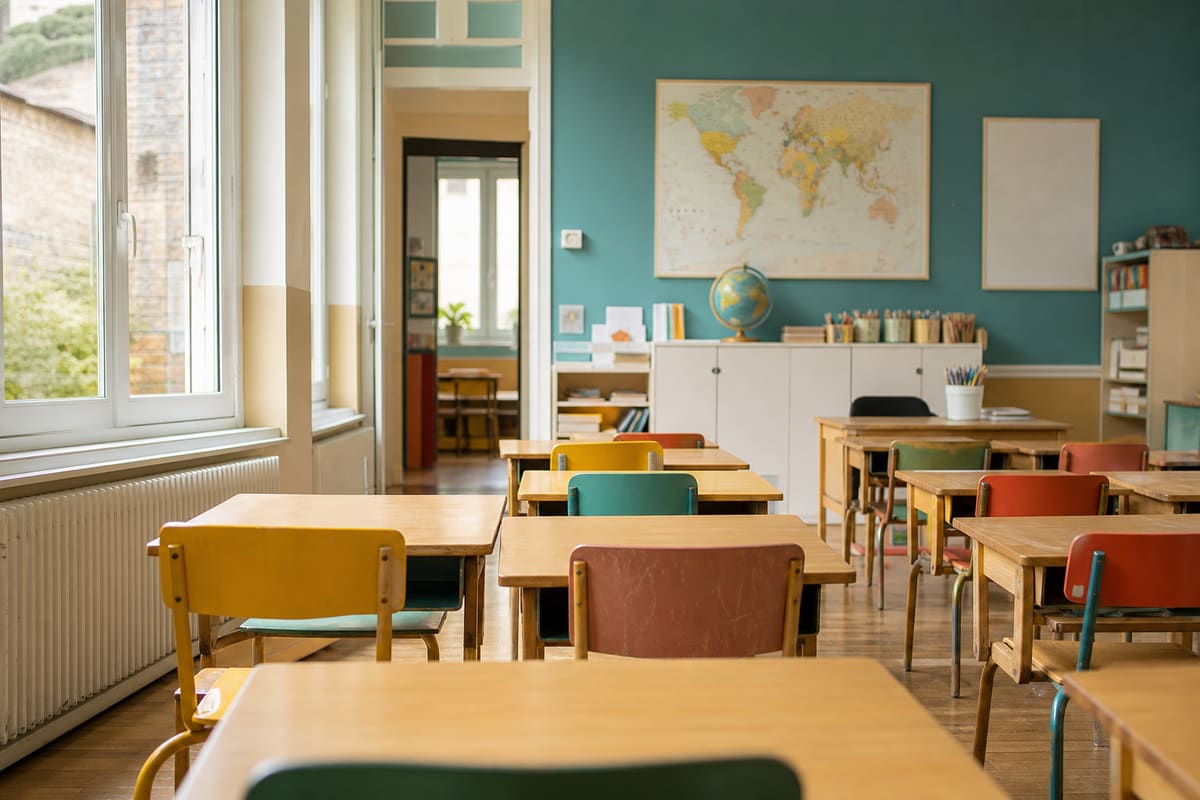 Salle de classe d'école primaire, contexte de la gestion collective des poux